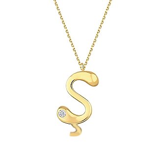 0.02 Karat Pırlanta Ş Harf Kolye - 2