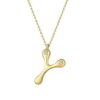 0.04 Karat Pırlanta Y Harf Kolye - 2