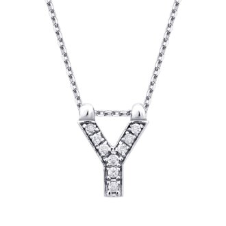 0.05 Karat Pırlanta Y Harf Kolye - 2
