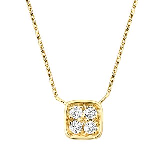 0.05 Karat Pırlanta Yuvarlak Taşlı Kare Kolye - 2