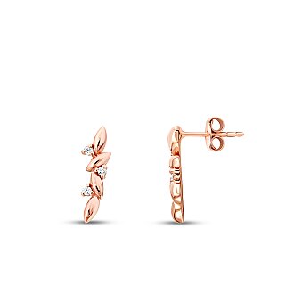 0.05 Karat Pırlanta Yuvarlak Taşlı Küpe - 1
