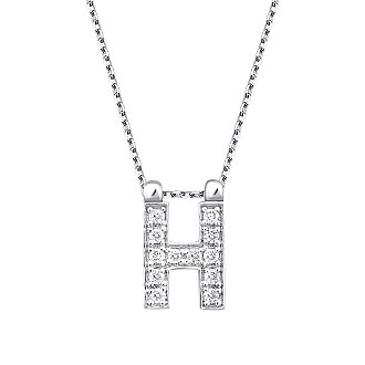 0.06 Karat Pırlanta H Harf Kolye - 2