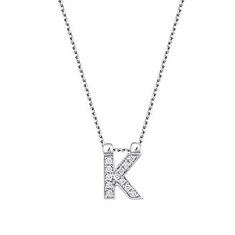 0.06 Karat Pırlanta K Harf Kolye - 1