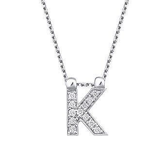 0.06 Karat Pırlanta K Harf Kolye - 2
