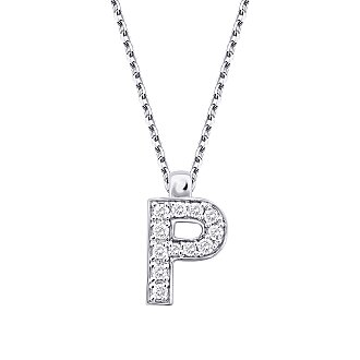 0.06 Karat Pırlanta P Harf Kolye - 2