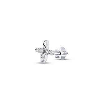0.07 Karat Pırlanta Çiçek Tragus Piercing - 1