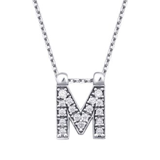 0.08 Karat Pırlanta M Harf Kolye - 2