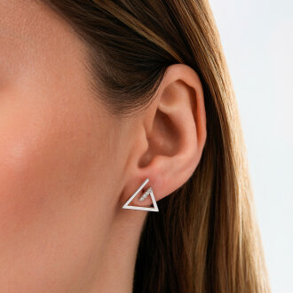 0.09 Karat Pırlanta Yuvarlak Taşlı Trend Küpe - 3