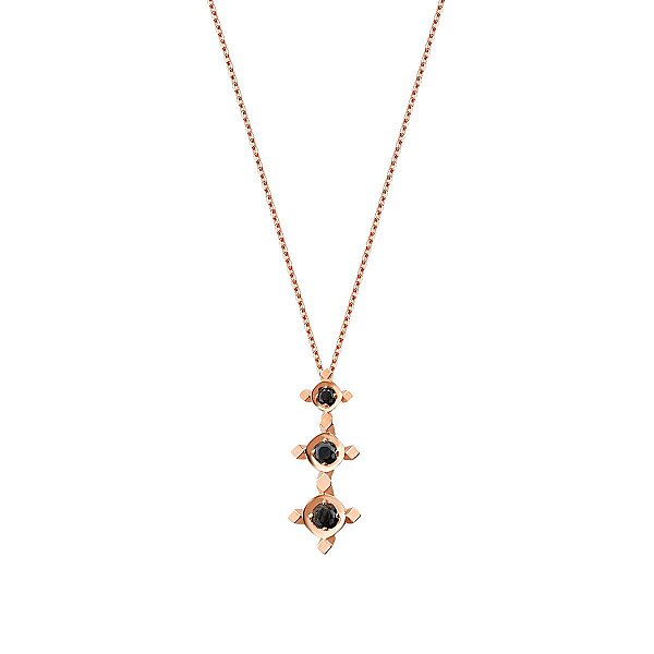 0.09 Karat Siyah Taşlı Tria Kolye - 1