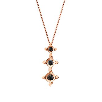 0.09 Karat Siyah Taşlı Tria Kolye - 2