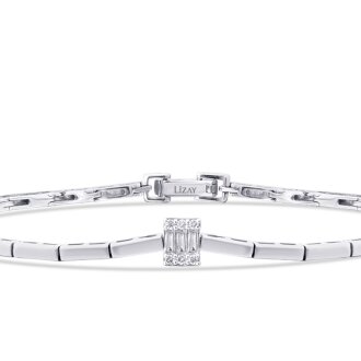 0.10 Karat Pırlanta Baget Taşlı Bileklik - 2