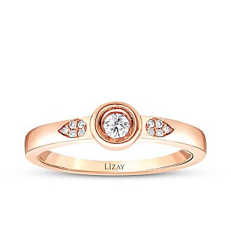 0.12 Karat Pırlanta Taş Detaylı Tektaş Yüzük - 1
