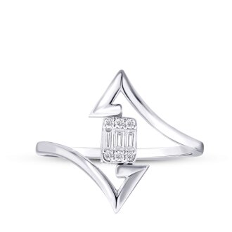 0.13 Karat Pırlanta Baget Yüzük - 1