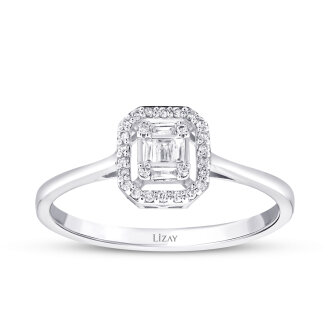 0.14 Karat Pırlanta Baget Yüzük - 1