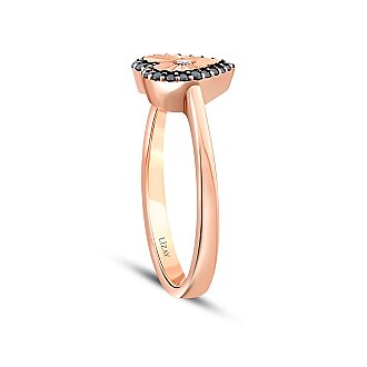 0.15 Karat Pırlanta ve Taşlı Kalpli Yüzük - 2