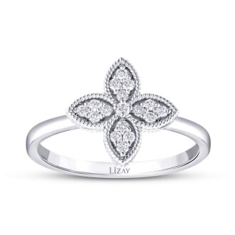 0.15 Karat Pırlanta Yonca Yüzük - 1