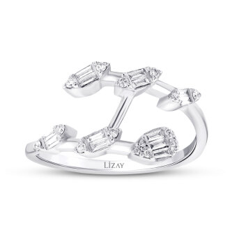 0.21 Karat Pırlanta Baget Taşlı Trend Yüzük - 1