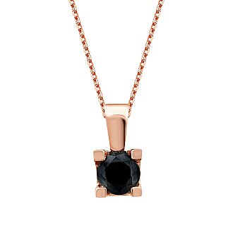 0.23 Karat Siyah Taşlı Tektaş Kolye - 2