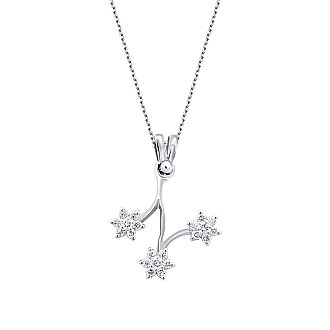 0.24 Karat Pırlanta Üç Çiçek Trend Kolye - 2