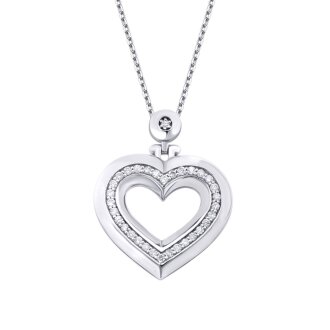 0.25 Karat Pırlanta Yuvarlak Taşlı Kalp Trend Kolye - 2