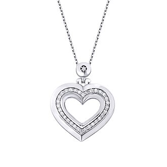 0.25 Karat Pırlanta Yuvarlak Taşlı Kalp Trend Kolye - 2