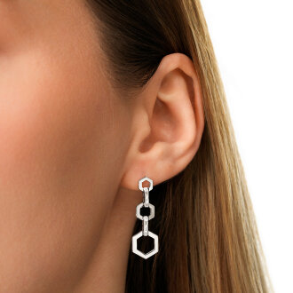 0.29 Karat Pırlanta Baget Küpe - 3