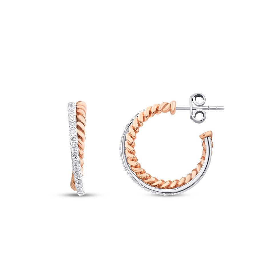 0.30 Karat Pırlanta İki Renkli Trend Küpe