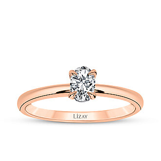 0.30 Karat Pırlanta Oval Tektaş Yüzük - 1