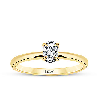0.30 Karat Pırlanta Oval Tektaş Yüzük - 1