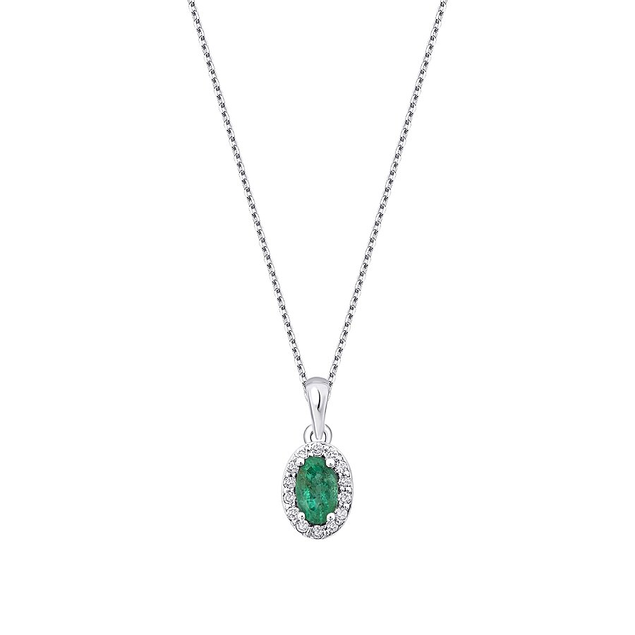 0.31 Karat Pırlanta Zümrüt Oval Kolye