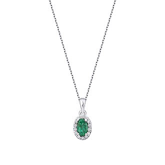 0.31 Karat Pırlanta Zümrüt Oval Kolye - 1