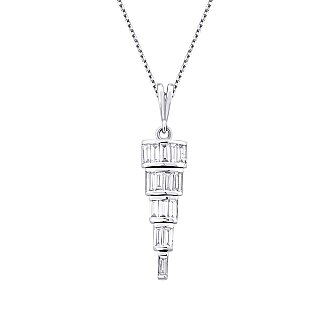 0.32 Karat Pırlanta Baget Taşlı Sarkan Kolye - 2