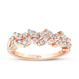 0.35 Karat Pırlanta Çift Sıralı Trend Yüzük - 1