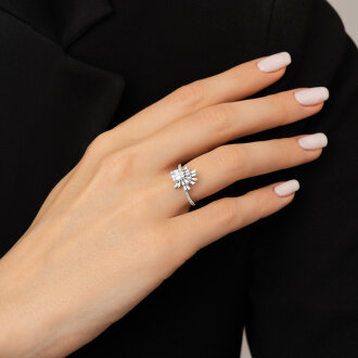 0.36 Karat Pırlanta Baget Yüzük - 3