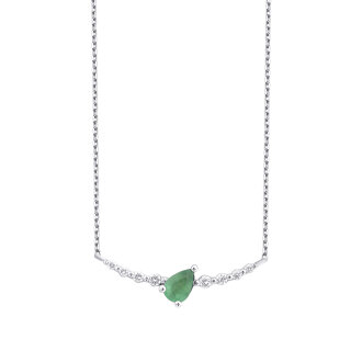 0.36 Karat Pırlanta Damla Taşlı Zümrüt Kolye - 1