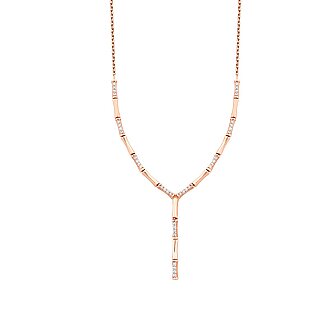 0.37 Karat Pırlanta Uzun Sarkan Taşlı Trend Kolye - 1