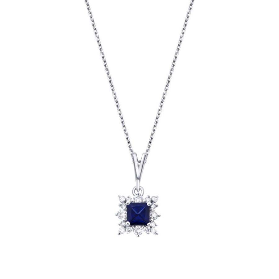 0.38 Karat Pırlanta Safir Kolye