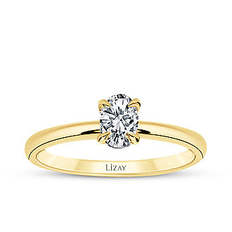 0.40 Karat Pırlanta Oval Tektaş Yüzük - 1