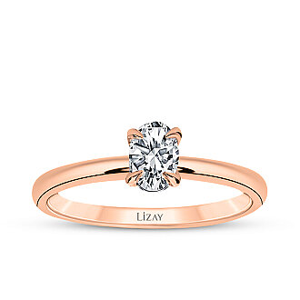 0.40 Karat Pırlanta Oval Tektaş Yüzük - 1