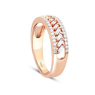 0.45 Karat Pırlanta Baget Detaylı Trend Yüzük - 2
