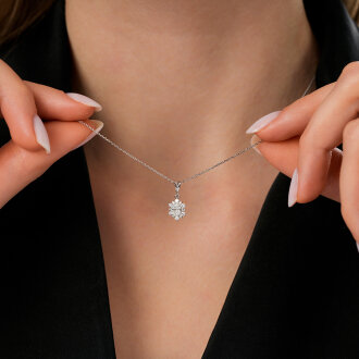 0.44 Karat Pırlanta Oval Kolye - 3