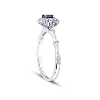 0.47 Karat Pırlanta Safir Yüzük - 2