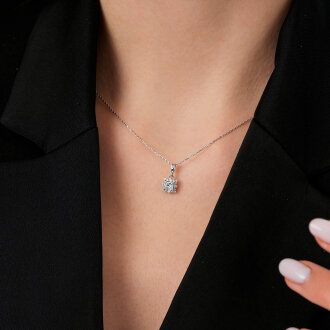 0.48 Karat Pırlanta Kare Kolye - 3