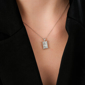 0.49 Karat Pırlanta Baget Kolye - 3