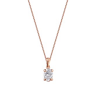 0.50 Karat Pırlanta Oval Tektaş Kolye - 1