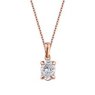 0.50 Karat Pırlanta Oval Tektaş Kolye - 2