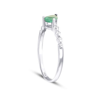 0.52 Karat Pırlanta Damla Taşlı Zümrüt Yüzük - 2