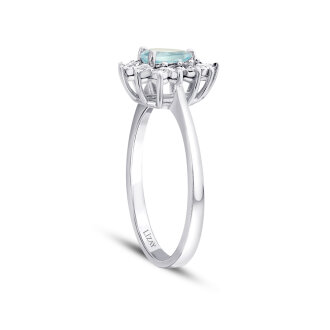 0.57 Karat Pırlanta Damla Taşlı Blue Topaz Yüzük - 2