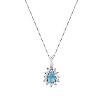 0.58 Karat Pırlanta Damla Taşlı Blue Topaz Kolye - 1