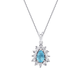 0.58 Karat Pırlanta Damla Taşlı Blue Topaz Kolye - 2
